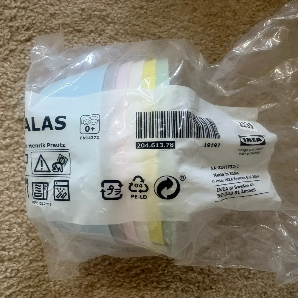 IKEA Pastel Mix Kids Party Plate, Bowl & Cup Set - Mint, Pink, Yellow, Blue NWT